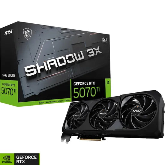 PLACA DE VIDEO MSI RTX5070 TI SHADOW 3X OC 16GB/GDDR7/2497MHZ/3FAN 912-V531-097