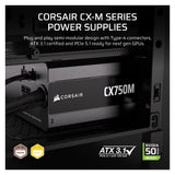FUENTE CORSAIR ATX 750W CX750M SEMI MODULAR CYBENETICS BRONZE CP-9020311-NA