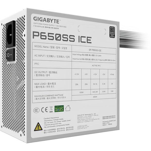 FUENTE GIGABYTE 650W GP-P650SS ICE 80 PLUS SILVER WHITE 3GTA.BR-PY