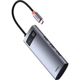 HUB USB-C 7-IN-1 BASEUS GLEAM SERIES B00030708811-01 USB-C/3USB-A/HDMI4K/SD/TF/SD SPACE GREY