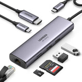 HUB USB-C 7-IN-1 UGREEN CM512 2USB-A+HDMI 4K+ETHERNET+SD+TF+USB-C 100W (60515) 148827