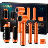 KIT SECADOR VGR PROFESSIONAL HOT AIR STYLER V-478 6-IN-1 ORANGE/220V
