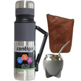 KIT TERMO CONTIGO 1.1L (GUAMPA + BOMBILLA + YERBERO 100% CUERO) STAINLESS STEEL