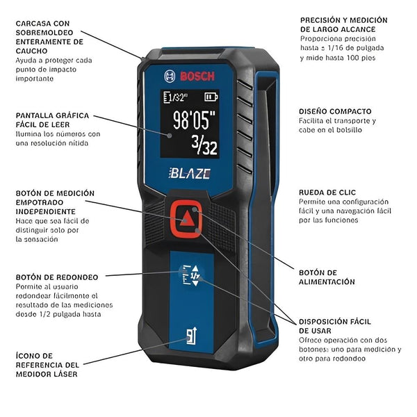 MEDIDOR DE DISTANCIA BOSCH GLM100-23 BLAZE LÁSER 100FT
