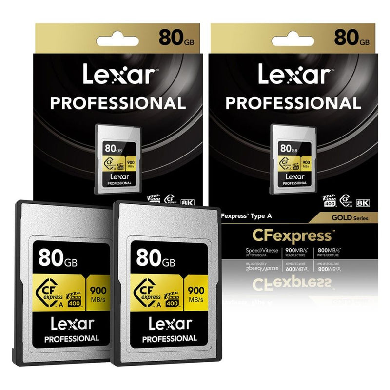 MEMORIA CF EXPRESS 80GB LEXAR PROFESSIONAL TIPO A GOLD (2-PACK BUNDLE) 900-800 LCAGOLD080G-R2ENG