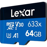 MEM MICRO SD 64GB LEXAR 633X HIGH-PERFORMANCE 100-45MB/S C10 (LMS0633064G-BNNNG)