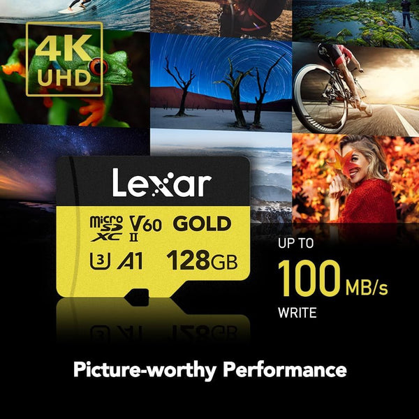 MICRO SD 128GB LEXAR PROFESSIONAL GOLD 280-100MB/S C10 (LMSGOLD128G-BNNNG)
