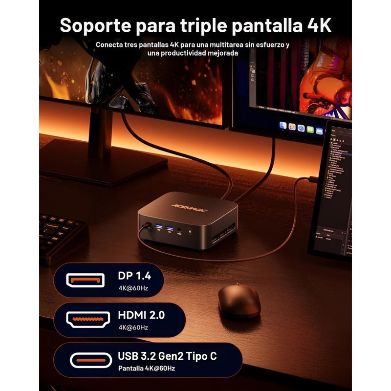 MINI PC ACEMAGICIAN KRON MINI K1 R7-7730U 4.5/32GBD4/512SSD/6USB/HDMI/DP/W11P/BK