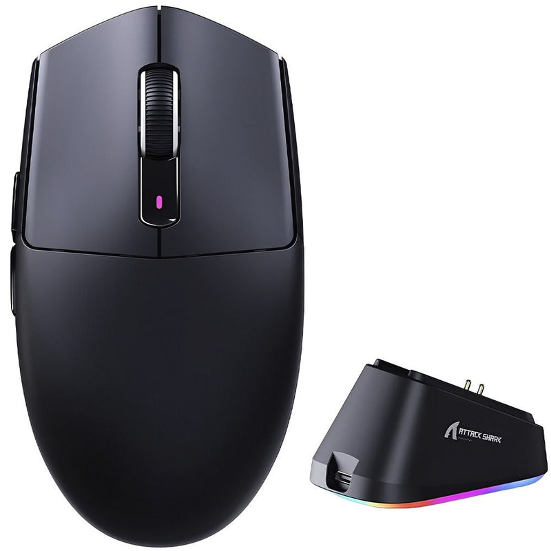 MOUSE WIRELESS ATTACK SHARK G3PRO 1K 59G/PAW3311/ERGO/25000DPI/BLACK C/BASE DE CARGA RGB