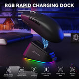 MOUSE WIRELESS ATTACK SHARK G3PRO 1K 59G/PAW3311/ERGO/25000DPI/BLACK C/BASE DE CARGA RGB