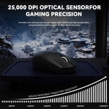 MOUSE WIRELESS ATTACK SHARK G3PRO 1K 59G/PAW3311/ERGO/25000DPI/BLACK C/BASE DE CARGA RGB