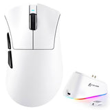 MOUSE WIRELESS ATTACK SHARK V3PRO 1K 62G/PAW3311/OMRON/25000DPI/WHITE C/BASE DE CARGA RGB
