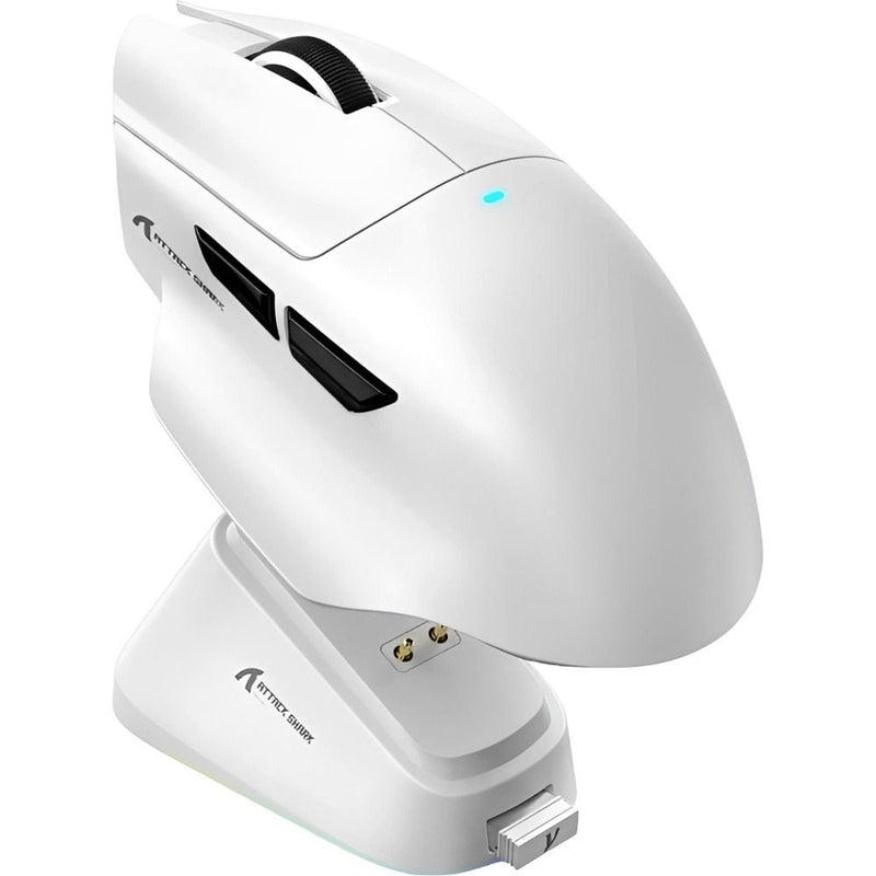 MOUSE WIRELESS ATTACK SHARK V6 1K 65G/PAW3311/OMRON/25000DPI/WHITE C/BASE DE CARGA RGB