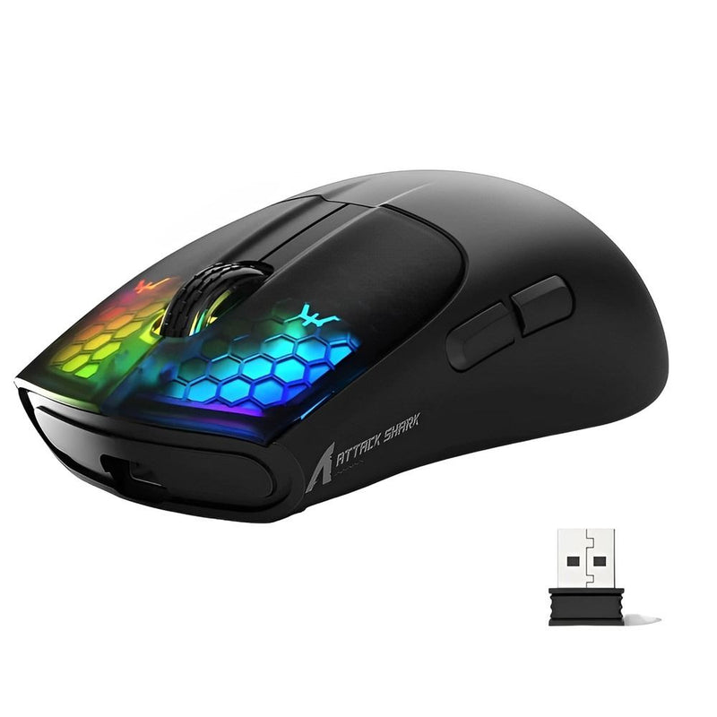 MOUSE WIRELESS ATTACK SHARK X5 MAIN CLICK RGB 49G/PAW3212/ERGO/4000DPI/BLACK