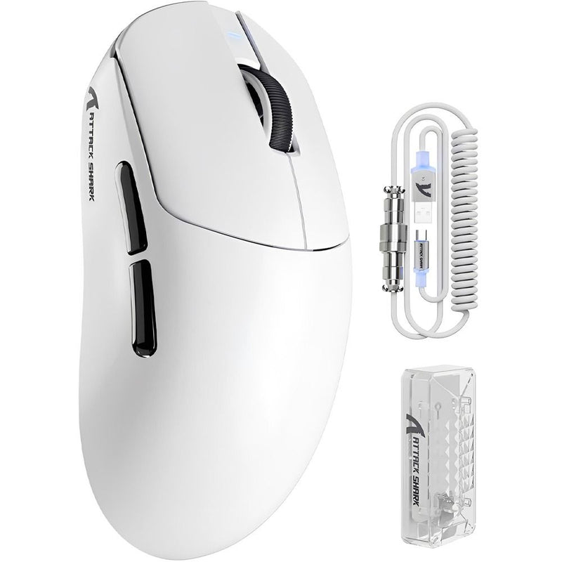 MOUSE WIRELESS ATTACK SHARK X8 PRO 8K 55G/PAW3395PRO/ERGO/40000DPI/WHITE