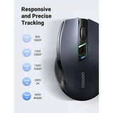 MOUSE WIRELESS UGREEN MU006 ERGONOMIC/OPTICAL/4000DPI/2.4GHZ/BLACK 136702