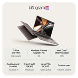 NOTEBOOK LG GRAM PRO MAX 17Z90UB-H ULT X9-388H 5.1/32GBD5/1TBSSD/17”/IPS/TOUCH/W11/ING/BRONZE