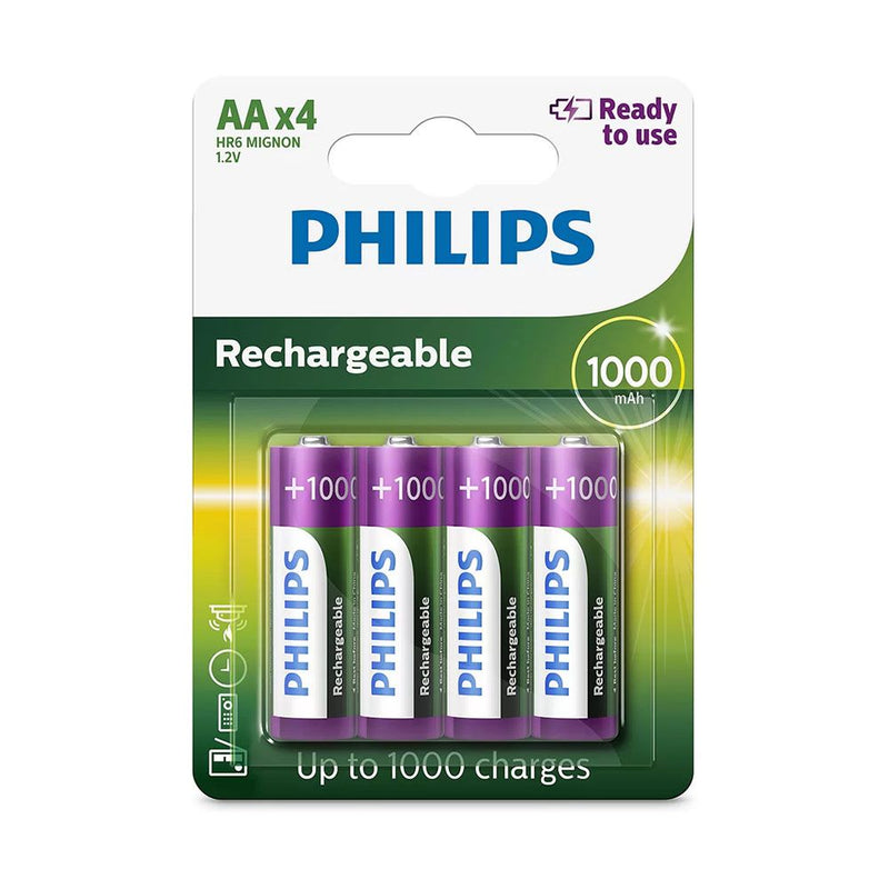 PILA RECARGABLE PHILIPS AA R6B4RTU10/97 PACK-4 (1000MAH) 66153