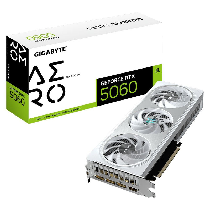 VGA GIGABYTE RTX5060 AERO OC 8GB/GDDR7/2595MHZ/3FAN/WHITE GV-N5060AERO OC-8GD 3GTA.BR-PY