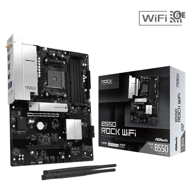 PLACA MADRE ASROCK AM4 B550 ROCK WIFI HDMI/USB3.2/M.2/DDR4/ATX