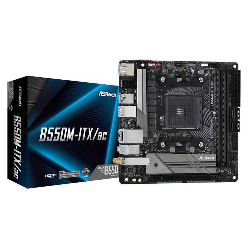 PLACA MADRE ASROCK AM4 B550M-ITX/AC HDMI/USB3.2/M.2/DDR4/ATX