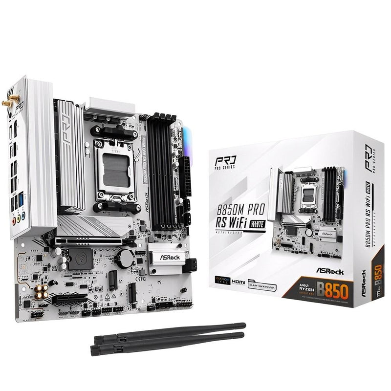 MB ASROCK AM5 B850M PRO RS WIFI WHITE HDMI/DP/USB3.2/M.2/DDR5/MATX 143323
