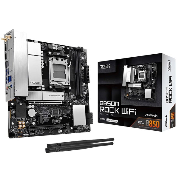 PLACA MADRE ASROCK AM5 B850M ROCK WIFI HDMI/DP/USB3.2/M.2/DDR5/MATX