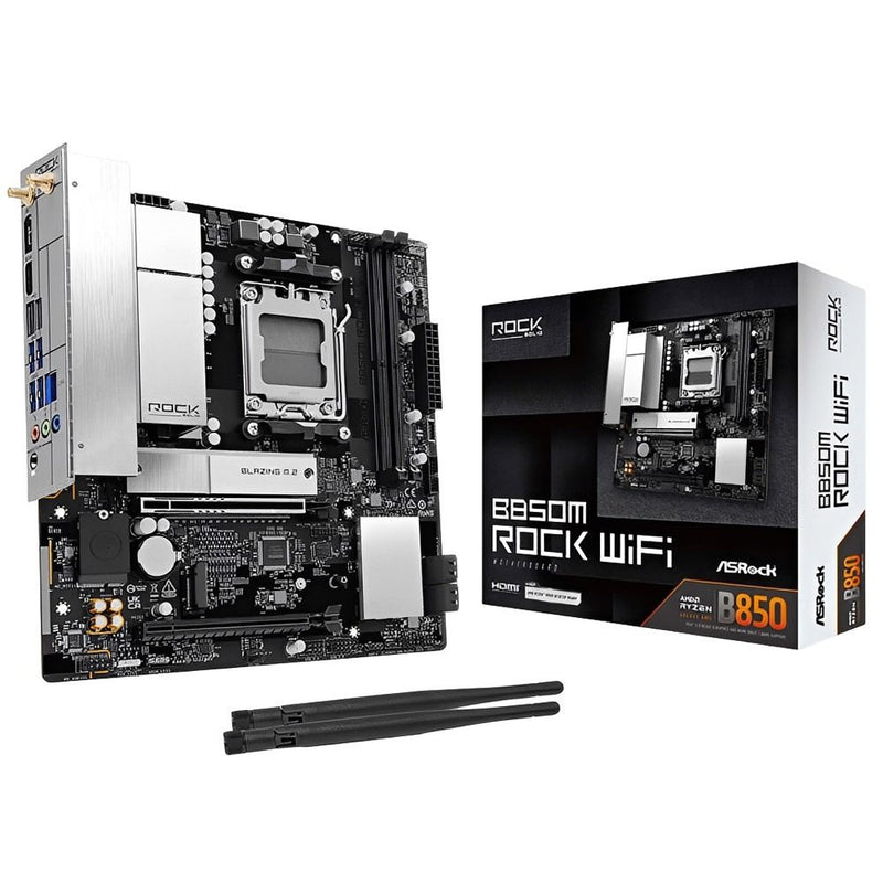 PLACA MADRE ASROCK AM5 B850M ROCK WIFI HDMI/DP/USB3.2/M.2/DDR5/MATX