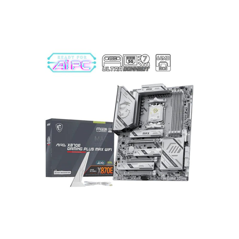 PLACA MADRE MSI AM5 MAG X870E GAMING PLUS MAX WIFI HDMI/DP/USB3.2/3M.2/DDR5/ATX