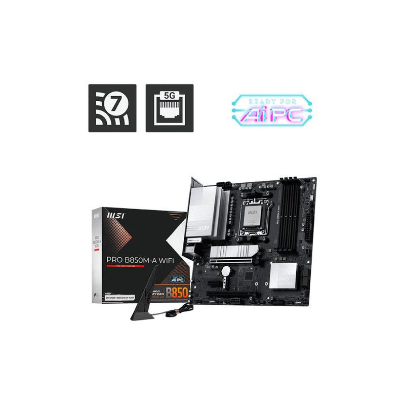 PLACA MADRE MSI AM5 PRO B850M-A WIFI PZ HDMI/DP/USB3.2/4M.2/DDR5/MATX