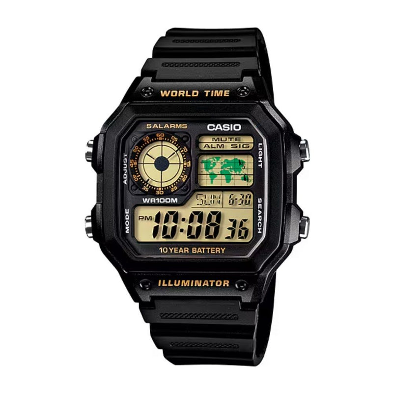 RELOJ CASIO WORLD TIME AE-1200WH-1BVDF BLACK