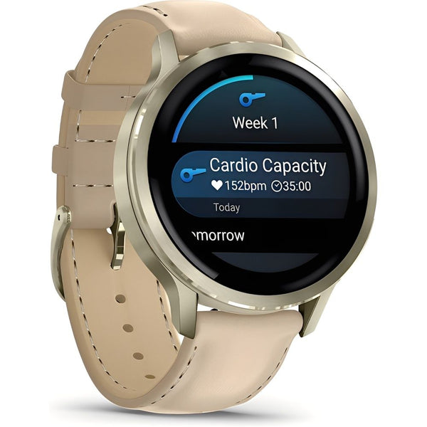 RELOJ GARMIN VENU 4 41MM LUNAR GOLD/LIGHT SAND LEATHER BAND+BONE BAND 010-03013-03