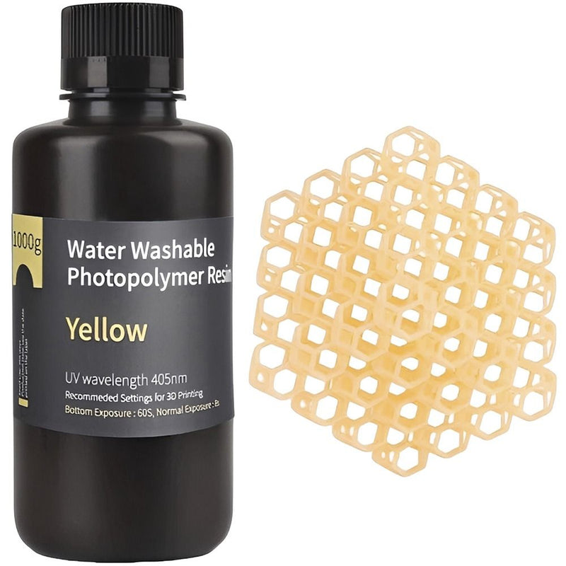 RESINA P/IMPRESORA 3D ELEGOO WATER-WASHABLE YELLOW 1.0/1KG
