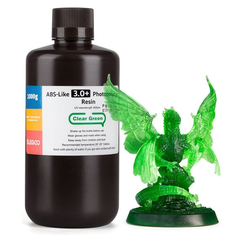 RESINA P/IMPRESORA 3D ELEGOO ABS-LIKE CLEAR GREEN 3.0+/1KG