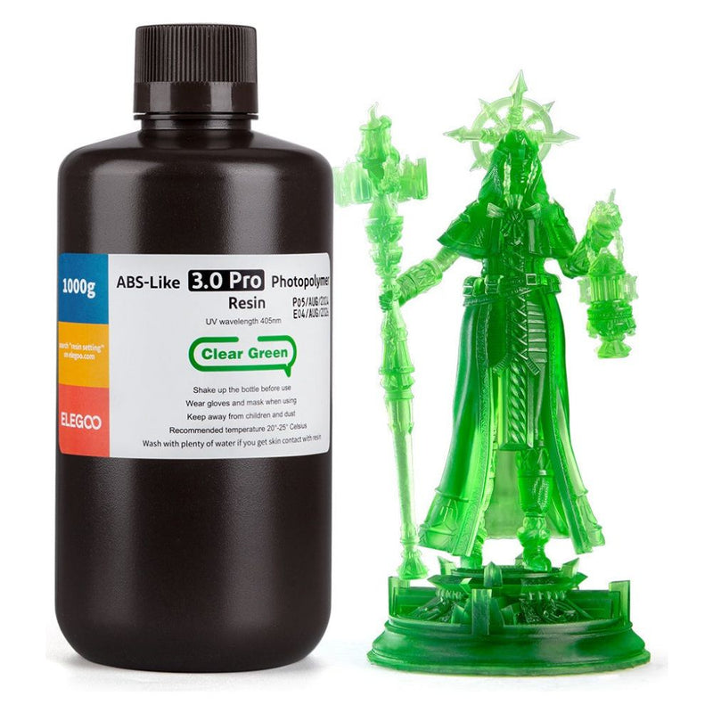 RESINA P/IMPRESORA 3D ELEGOO ABS-LIKE CLEAR GREEN 3.0 PRO/1KG