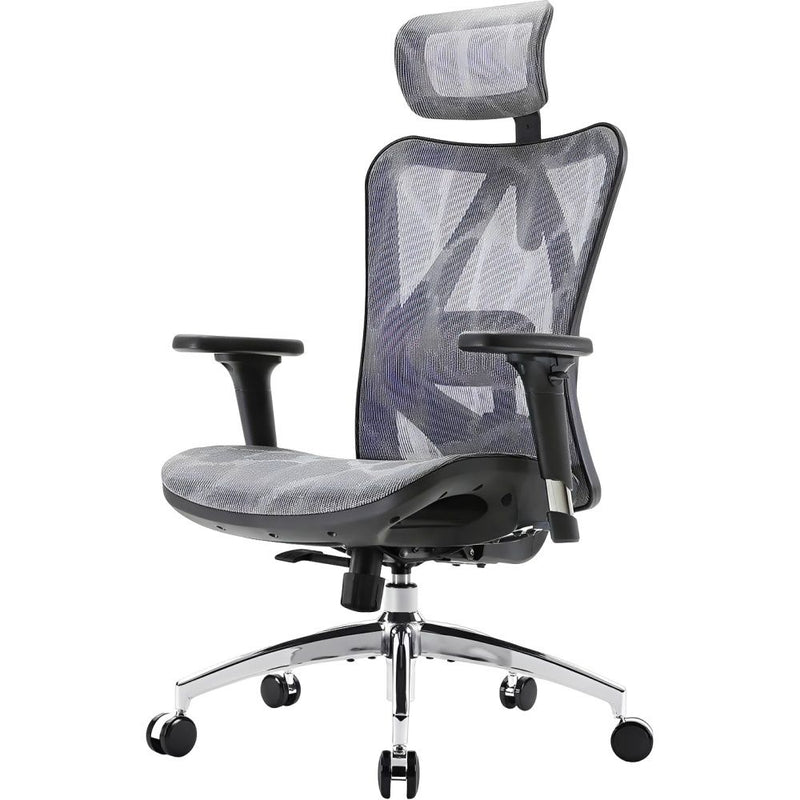 SILLA P/GAMER-OFICINA SIHOO M57C-202 APOYABRAZOS-3D/SOP-LUMBAR/CABEZAL-DOBLE-AJUSTABLE/GREY