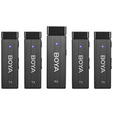 MICROFONO BOYA BY-W4 WIRELESS P/CAMARAS/CEL/PC (4TX+1RX)