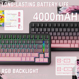 TECLADO MECANICO WIRELESS ATTACK SHARK M86 RGB/75%/TRI-MODE/SW(LINEAR)/BLACKBERRY