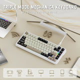 TECLADO MECANICO WIRELESS ATTACK SHARK M86 RGB/75%/TRI-MODE/SW(LINEAR)/CHEESE WHITE