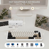 TECLADO MECANICO WIRELESS ATTACK SHARK X66 RGB/65%/TRI-MODE/SW(LINEAR)/CHEESE WHITE