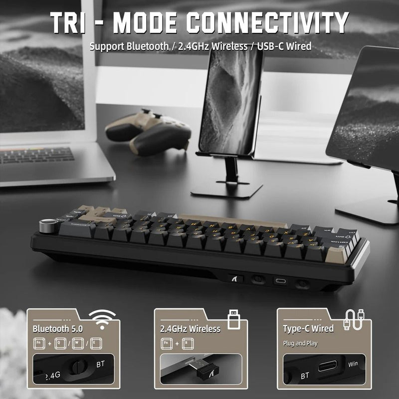 TECLADO MECANICO WIRELESS ATTACK SHARK X66 RGB/65%/TRI-MODE/SW(LINEAR)/STAR BLACK