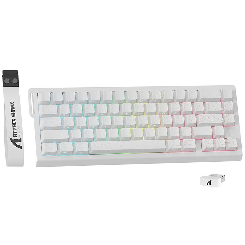 TECLADO MECANICO WIRELESS ATTACK SHARK X68PRO HE RGB/60%/8K/RAPID TRIG/ MAGNETIC SW/WHITE