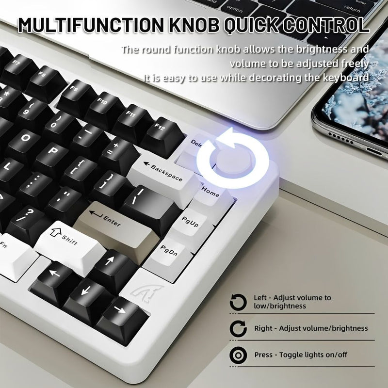 TECLADO MECANICO WIRELESS ATTACK SHARK X86 RGB/75%/TRI-MODE/SW(LINEAR)/MILK WHITE