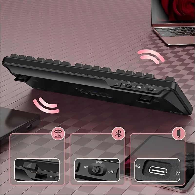 TECLADO MECANICO WIRELESS ATTACK SHARK X87 RGB/80%/TRI-MODE/SW(LINEAR)/BLACKBERRY
