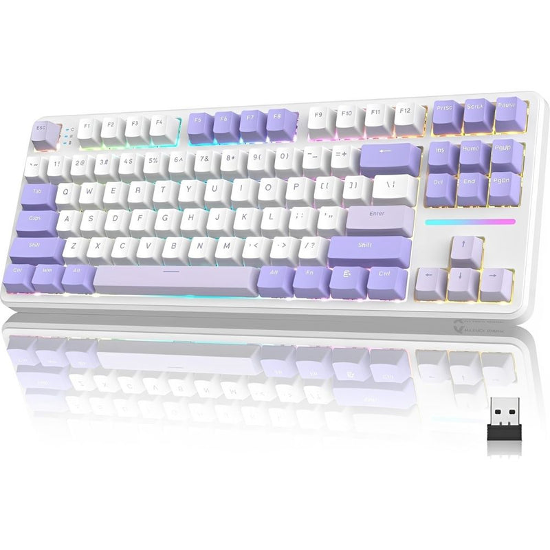 TECLADO MECANICO WIRELESS ATTACK SHARK X87 RGB/80%/TRI-MODE/SW(LINEAR)/TWILIGHT PURPLE