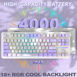TECLADO MECANICO WIRELESS ATTACK SHARK X87 RGB/80%/TRI-MODE/SW(LINEAR)/TWILIGHT PURPLE