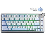 TECLADO MECANICO WIRELESS AULA AU75 RGB/75%/STAR VECTOR SW(LINEAR)/ING/SEA SALT BLUE