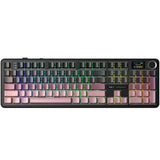 TECLADO MECANICO WIRELESS AULA F108 PRO RGB/100%/DISPLAY/V3 GRAY WOOD SW/ING/GRADIENT PINK