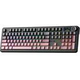 TECLADO MECANICO WIRELESS AULA F108 PRO RGB/100%/DISPLAY/V3 GRAY WOOD SW/ING/GRADIENT PINK