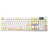 TECLADO MECANICO WIRELESS AULA F108 PRO RGB/100%/DISPLAY/STRAWBERRY MINT SW/ING/LIGHT YELLOW